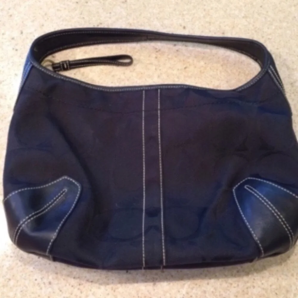 Coach Black Large Signature Ergo Turnlock Hobo Shoulder Bag‎ Canvas Purse Y2K